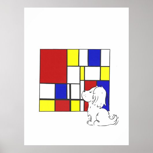 Mondriaan Geïnspireerde Kamille Poster (Voorkant)