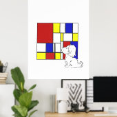 Mondriaan Geïnspireerde Kamille Poster (Thuiskantoor)