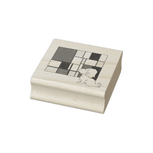 Mondriaan Geïnspireerde Kamille Rubberstempel