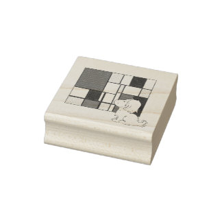 Mondriaan Geïnspireerde Kamille Rubberstempel