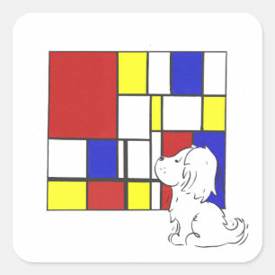 Mondriaan Geïnspireerde Kamille Vierkante Sticker