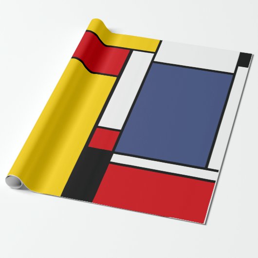Mondriaan geïnspireerde moderne geometrische stijl cadeaupapier (Uitgerold)