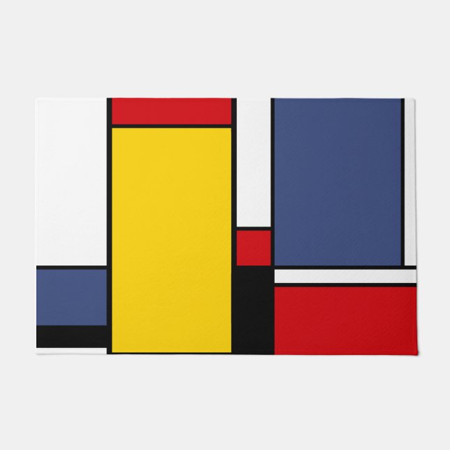 Mondriaan geïnspireerde moderne geometrische stijl deurmat (Voorkant)