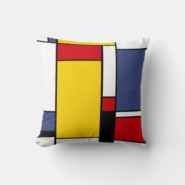 Mondriaan geïnspireerde moderne geometrische stijl kussen (Voorkant)