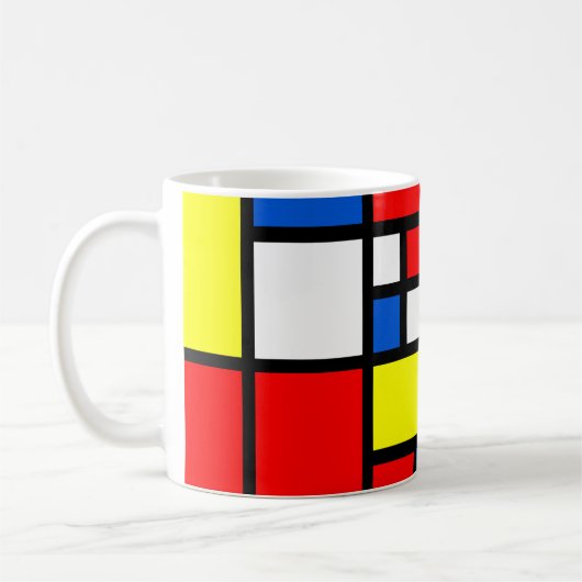 Mondriaan Gele Rode Blauwe Mok (Links)