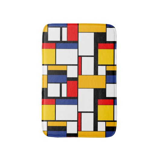 Mondriaan Geometric Minimalist Comopsition Modern Badmat (Voorkant Verticaal)