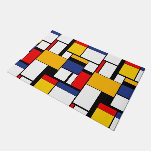Mondriaan Geometric Minimalist Comopsition Modern Deurmat (Schuin)