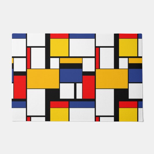 Mondriaan Geometric Minimalist Comopsition Modern Deurmat (Voorkant)
