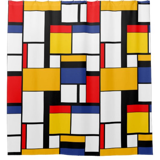 Mondriaan Geometric Minimalist Comopsition Modern Douchegordijn (Voorkant)
