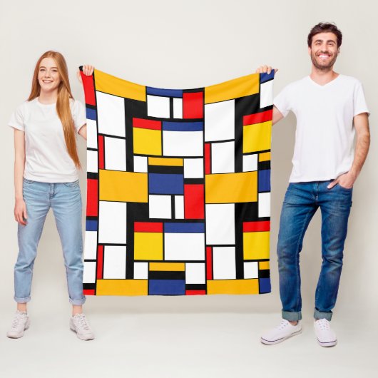 Mondriaan Geometric Minimalist Comopsition Modern Fleece Deken (In situ)