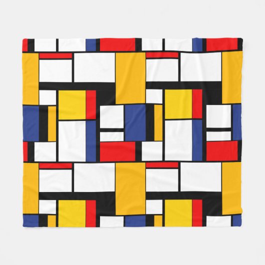 Mondriaan Geometric Minimalist Comopsition Modern Fleece Deken (Voorkant (Horizontaal))