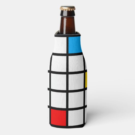 Mondriaan Geometric Minimalist Comopsition Modern Flesjeskoeler (Fles Voorkant)
