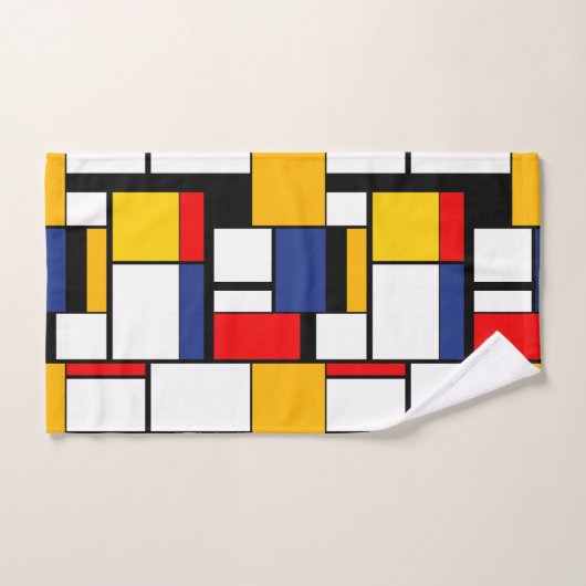Mondriaan Geometric Minimalist Comopsition Modern Handdoek (Handdoek)