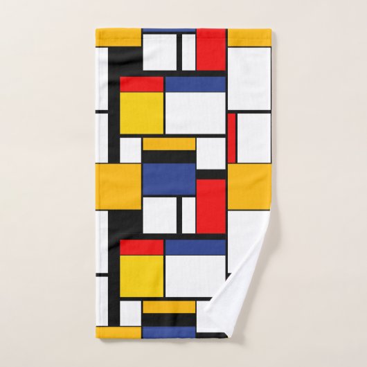 Mondriaan Geometric Minimalist Comopsition Modern Handdoek (Handdoek)