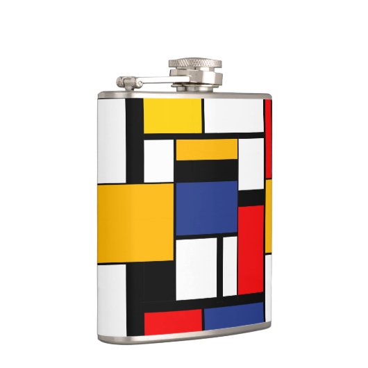 Mondriaan Geometric Minimalist Comopsition Modern Heupfles (Rechts)