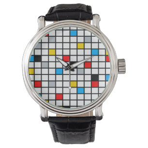 Mondriaan Geometric Minimalist Comopsition Modern Horloge
