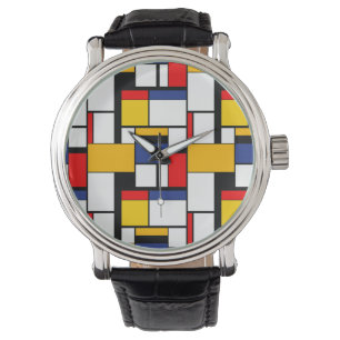 Mondriaan Geometric Minimalist Comopsition Modern Horloge