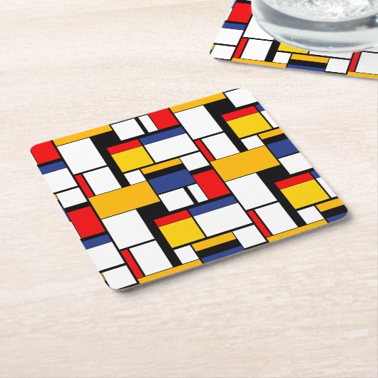 Mondriaan Geometric Minimalist Comopsition Modern Kartonnen Onderzetters (Schuin)