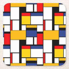 Mondriaan Geometric Minimalist Comopsition Modern Kartonnen Onderzetters