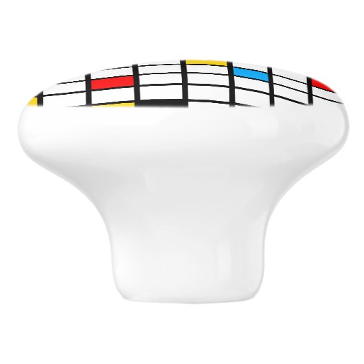 Mondriaan Geometric Minimalist Comopsition Modern Keramische Knop (Zijkant)