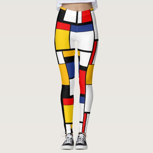 Mondriaan Geometric Minimalist Comopsition Modern Leggings (Voorkant)