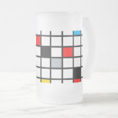 Mondriaan Geometric Minimalist Comopsition Modern Matglas Bierpul (Voorkant rechts)