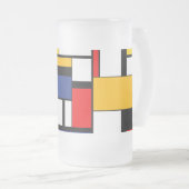 Mondriaan Geometric Minimalist Comopsition Modern Matglas Bierpul (Voorkant rechts)