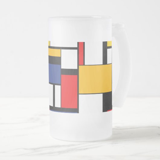 Mondriaan Geometric Minimalist Comopsition Modern Matglas Bierpul (Voorkant rechts)