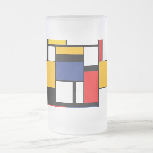 Mondriaan Geometric Minimalist Comopsition Modern Matglas Bierpul (Center)