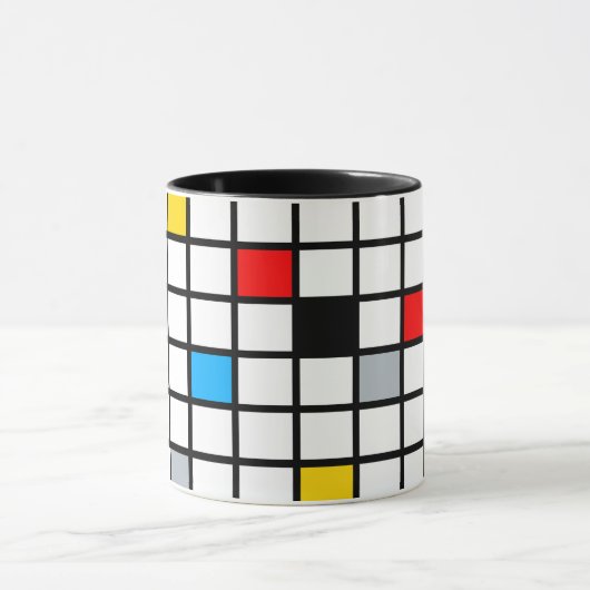 Mondriaan Geometric Minimalist Comopsition Modern Mok (Midden)