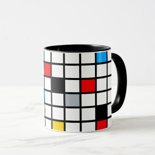 Mondriaan Geometric Minimalist Comopsition Modern Mok (Voorkant rechts)