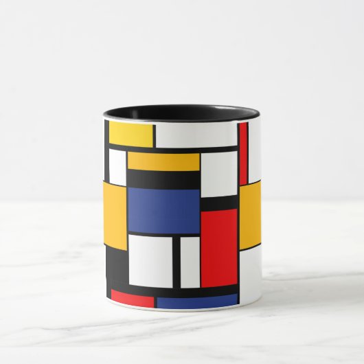 Mondriaan Geometric Minimalist Comopsition Modern Mok (Midden)