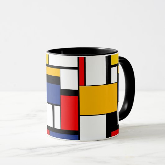 Mondriaan Geometric Minimalist Comopsition Modern Mok (Voorkant rechts)