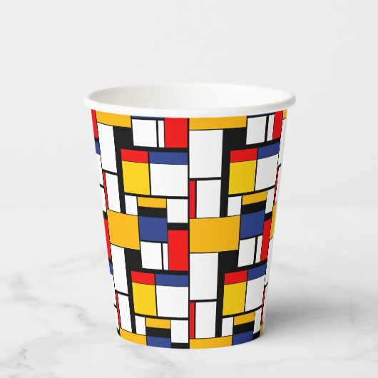 Mondriaan Geometric Minimalist Comopsition Modern Papieren Bekers (Achterkant)