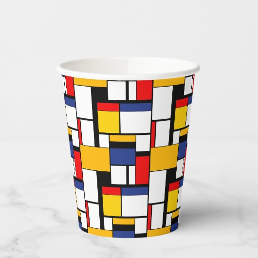 Mondriaan Geometric Minimalist Comopsition Modern Papieren Bekers (Links)