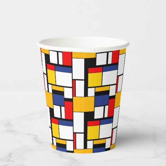 Mondriaan Geometric Minimalist Comopsition Modern Papieren Bekers (Rechts)