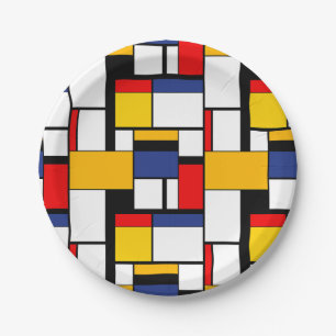 Mondriaan Geometric Minimalist Comopsition Modern Papieren Bordje