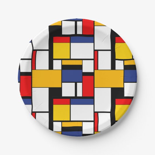 Mondriaan Geometric Minimalist Comopsition Modern Papieren Bordje (Voorkant)