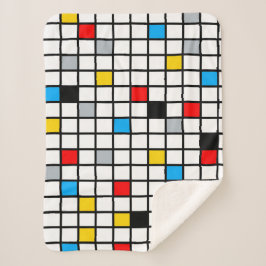 Mondriaan Geometric Minimalist Comopsition Modern Sherpa Deken