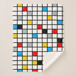 Mondriaan Geometric Minimalist Comopsition Modern Sherpa Deken