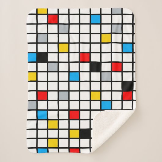 Mondriaan Geometric Minimalist Comopsition Modern Sherpa Deken (Voorkant)