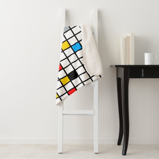 Mondriaan Geometric Minimalist Comopsition Modern Sherpa Deken (In situ)
