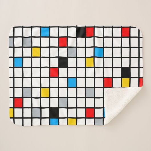 Mondriaan Geometric Minimalist Comopsition Modern Sherpa Deken (Voorkant (horizontaal))