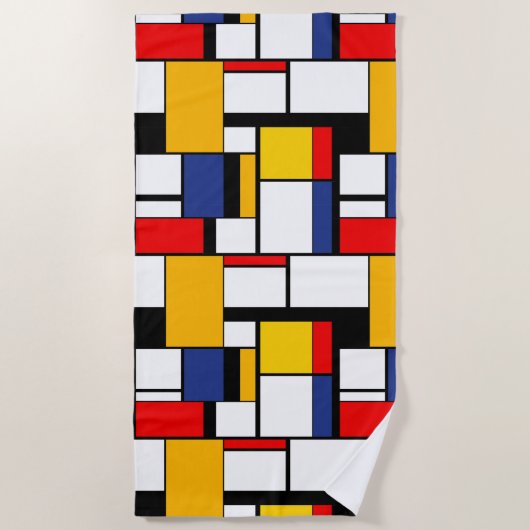 Mondriaan Geometric Minimalist Comopsition Modern Strandlaken (Voorkant)