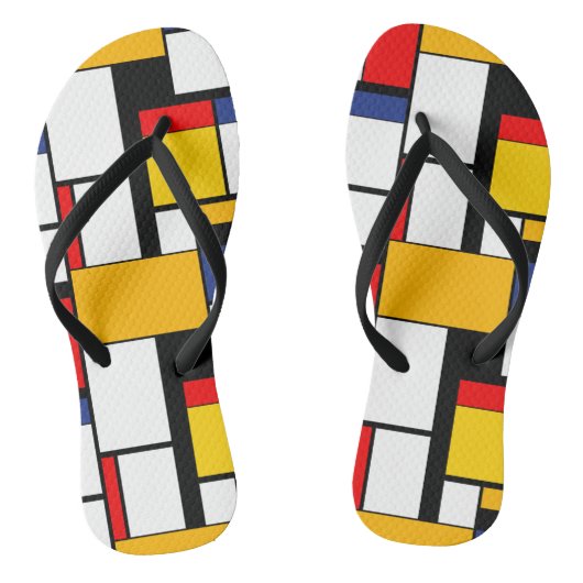 Mondriaan Geometric Minimalist Comopsition Modern Teenslippers (Voetbed)
