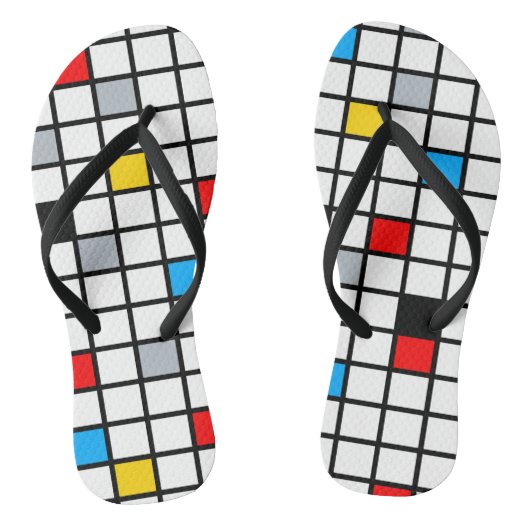 Mondriaan Geometric Minimalist Comopsition Modern Teenslippers (Voetbed)