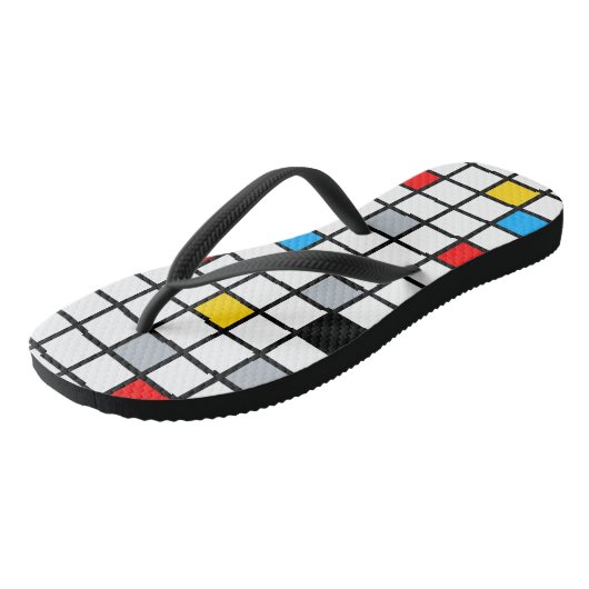 Mondriaan Geometric Minimalist Comopsition Modern Teenslippers (Schuin)