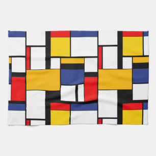 Mondriaan Geometric Minimalist Comopsition Modern Theedoek