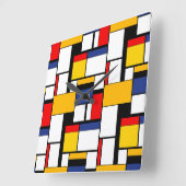 Mondriaan Geometric Minimalist Comopsition Modern Vierkante Klok (Hoek)