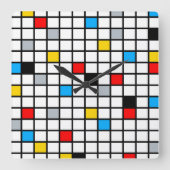 Mondriaan Geometric Minimalist Comopsition Modern Vierkante Klok (Voorkant)